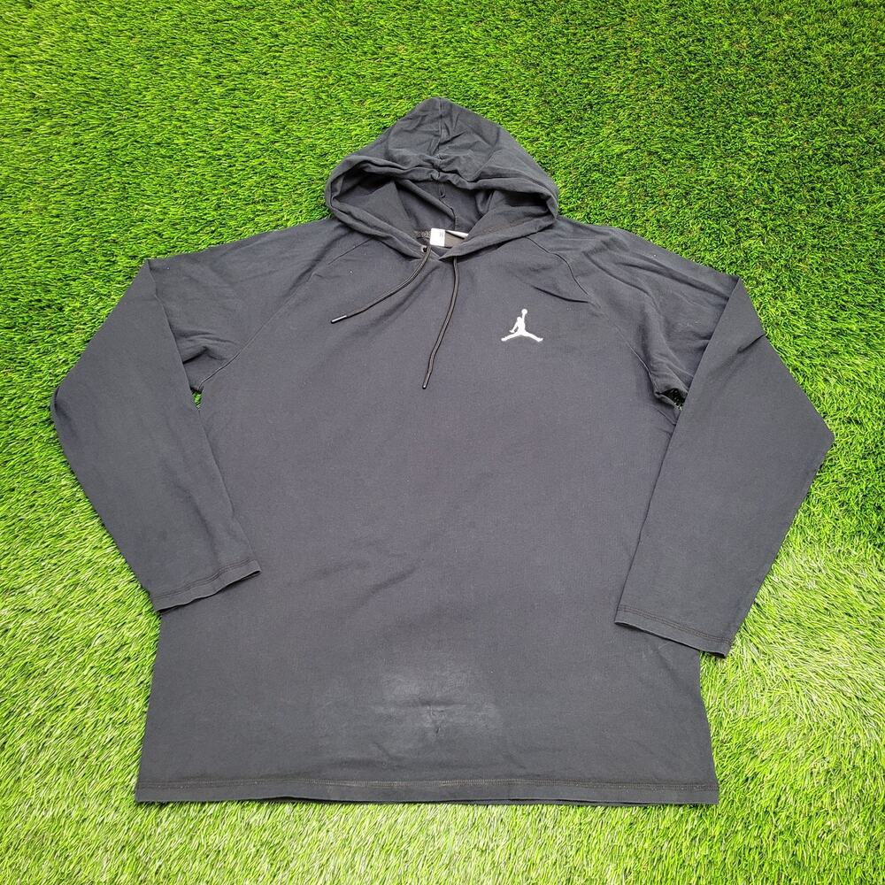 NIKE Jordan Hoodie XL 24x29 Black Jumpman Embroidered-Logo